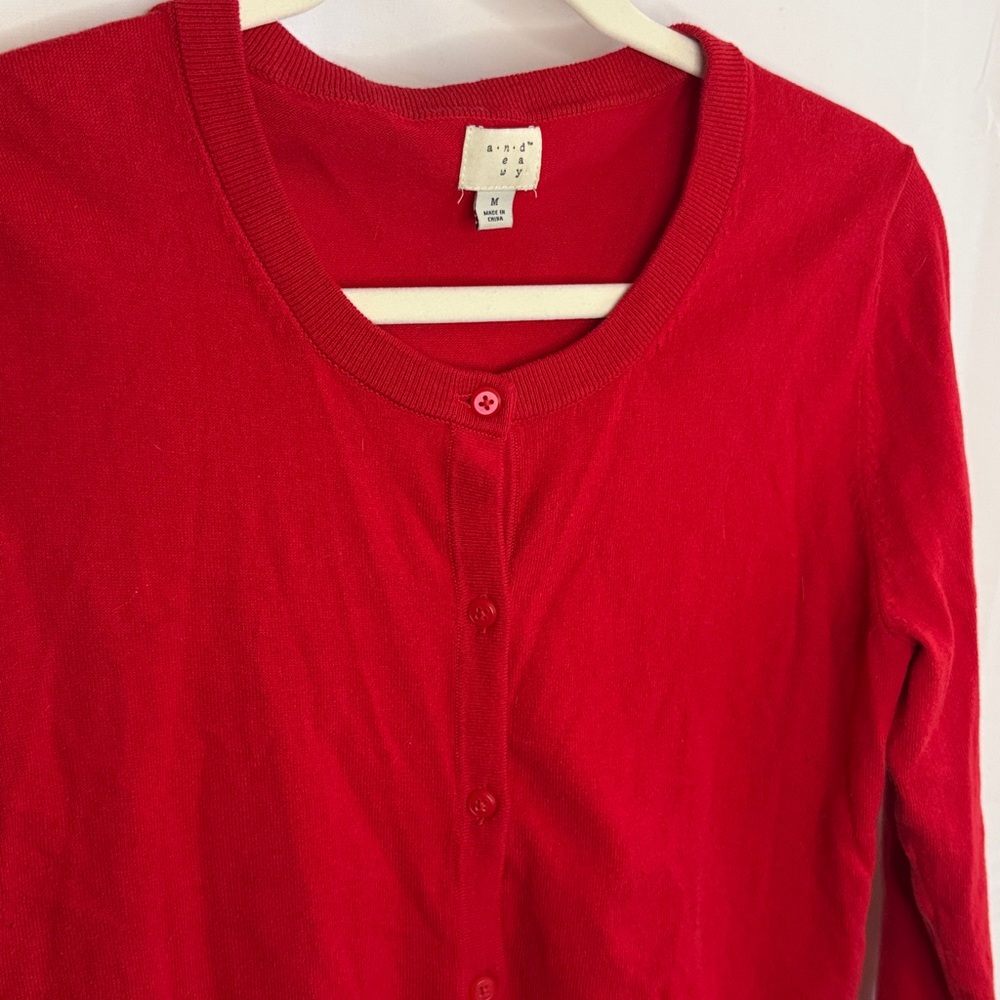 a new day Cotton Blend Women's Red Cardigan Sweater - Medium - Picture 2 of 5